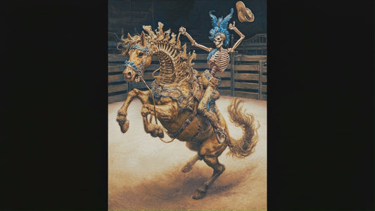 Skeleton Ro deo Bucking Horse and Cowboy Long Sleeve Shirt